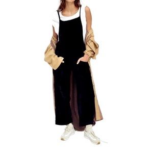 NWT Free People Weekender Velvet Overalls in Black!